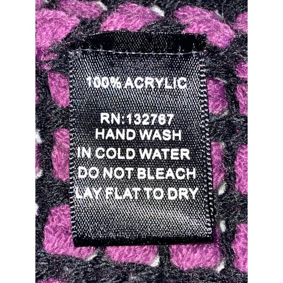 Bacci Cowl Neck Sweater Dress - Size M - Black, Purple Loose Knit, Radial Pocket - Picture 5 of 7